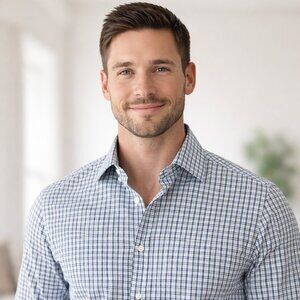 TOMMY HILFIGER BRAND Men's Navy / Green Small Checked / Plaid Shirt - M Slim